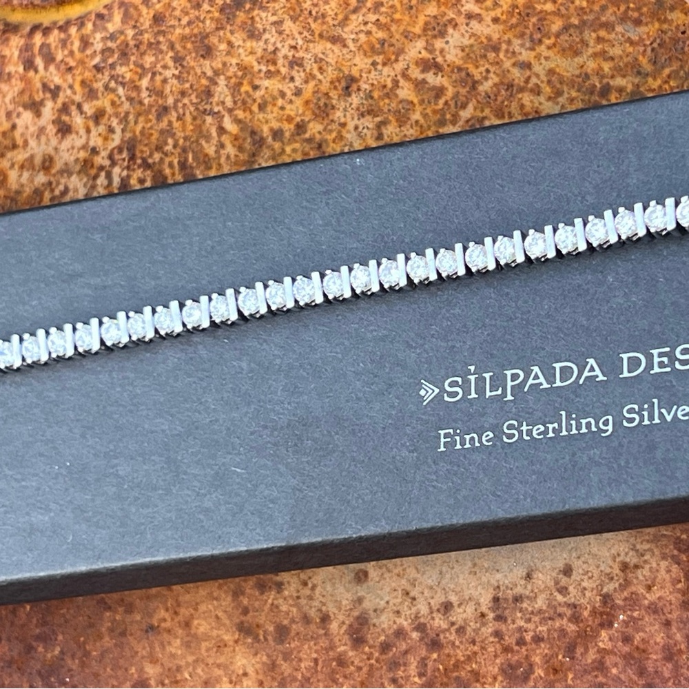 Vintage Silpada Sterling Silver Cubic Zir Tennis Bracelet